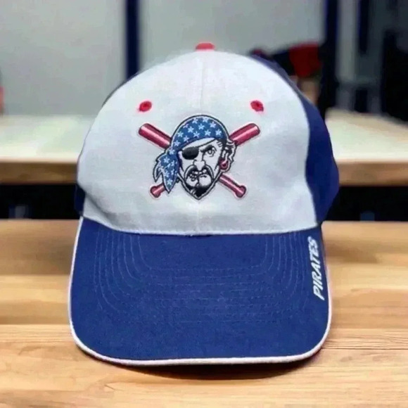 Pittsburgh Pirates Jolly Roger American Flag Adjustable Hat MLB Baseball - Picture 1 of 2